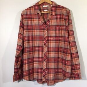 Weatherproof Vintage Comfort Stretch Plaid Flannel‎ Womens Shirt